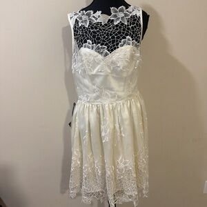 bebe White Lace Overlay Dress